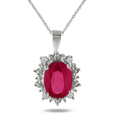 3.00 Carat All Natural Genuine Ruby and Diamond Pendant in .925 Sterling Silver