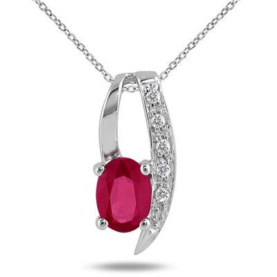 1 Carat Ruby and Diamond Pendant in .925 Sterling Silver