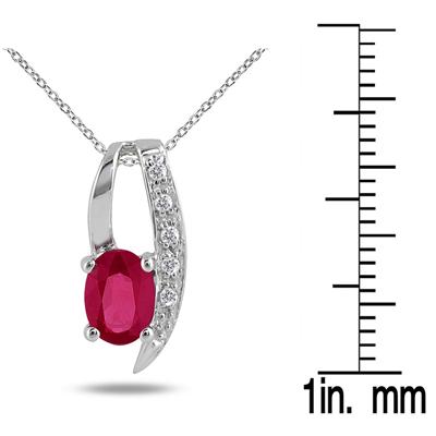 1 Carat Ruby and Diamond Pendant in .925 Sterling Silver