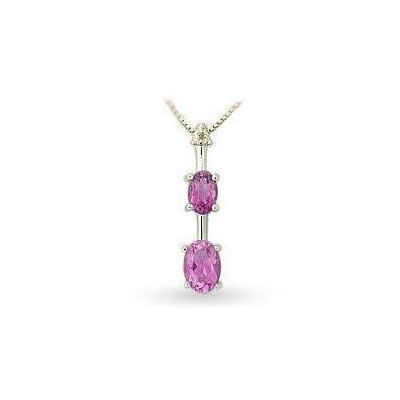 Pink Sapphire and Diamond Drop Pendant
