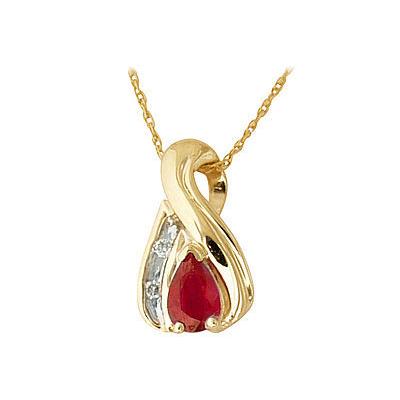 Ruby and Diamond Twist Pendant 14kt Yellow Gold