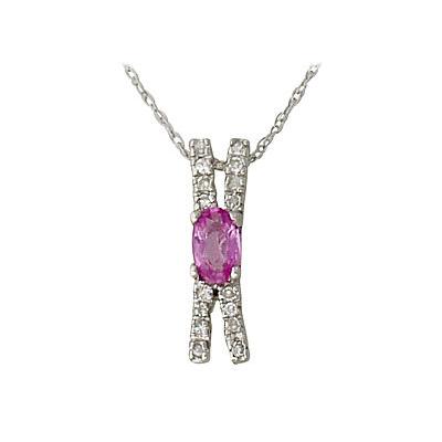 14-kt. Pink Sapphire and Diamond Stick Pendant