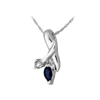 Sapphire and Diamond Twist Pendant 14kt White Gold