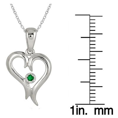 Genuine Emerald Heart Pendant in .925 Sterling Silver