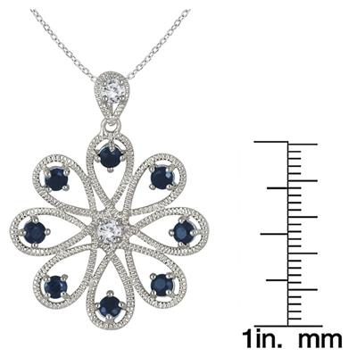 1.50 Carat Sapphire and White Topaz Pendant in .925 Sterling Silver