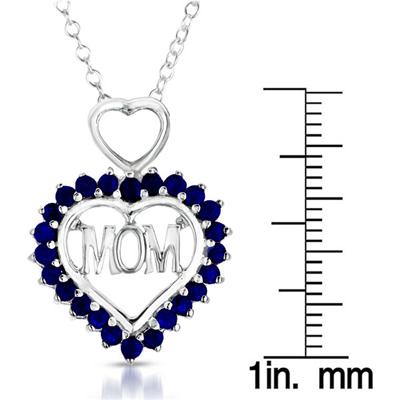 1.25 Carat Sapphire MOM Heart Pendant in .925 Sterling Silver