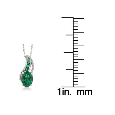 Lab Created Emerald and Genuine Diamond Pendant in .925 Sterling Silver