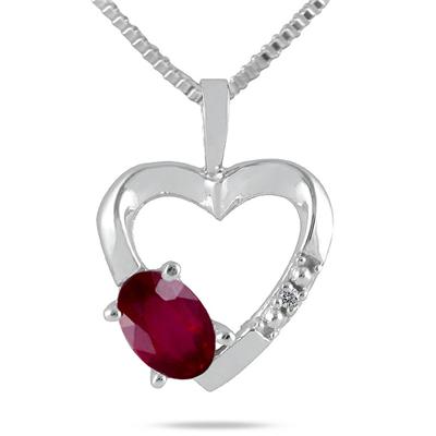 10-kt. Ruby and Diamond Heart Pendant