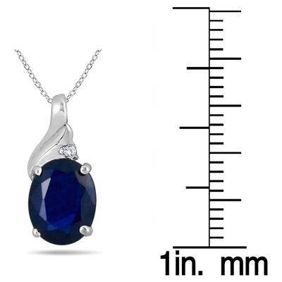 2.25 Carat Oval Sapphire and Diamond Pendant in .925 Sterling Silver  