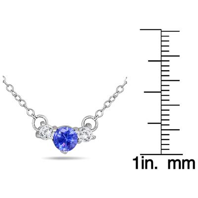 Lab Tanzanite and White Sapphire Three Stone Pendant in .925 Sterling Silver