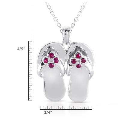 1/4 Carat Ruby and Diamond Slipper Pendant in .925 Sterling Silver