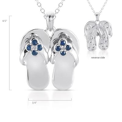 1/4 Carat Sapphire and Diamond Slipper Pendant in .925 Sterling Silver