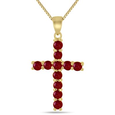 Ruby Cross Pendant in .925 Sterling Silver