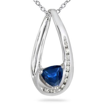 Sapphire and Diamond Pendant in 14kt White Gold