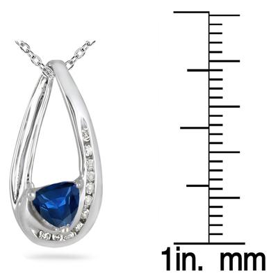 Sapphire and Diamond Pendant in 14kt White Gold