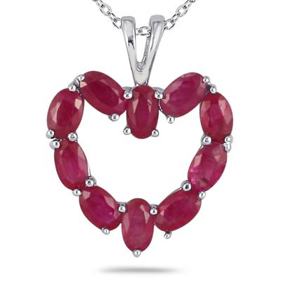 Ruby Heart Shaped Pendant in 10kt White Gold