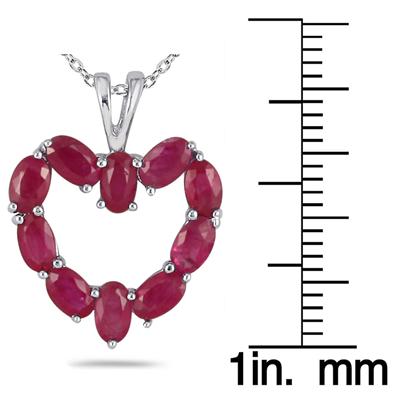 Ruby Heart Shaped Pendant in 10kt White Gold