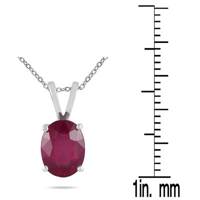 2.00 Carat 8X6mm All-Natural Genuine Oval Ruby Pendant Set in 14k White Gold