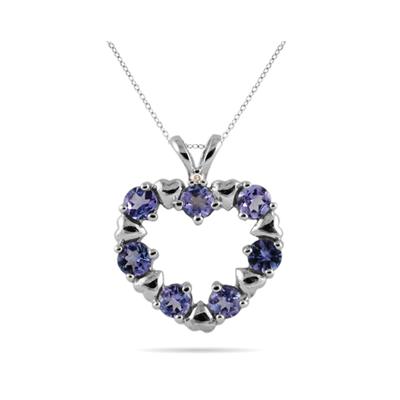 Diamond and Tanzanite Heart Pendant in 10kt White Gold