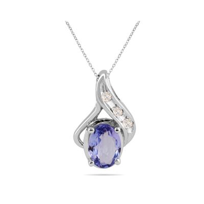 Tanzanite and Diamond Pendant in 10kt White Gold