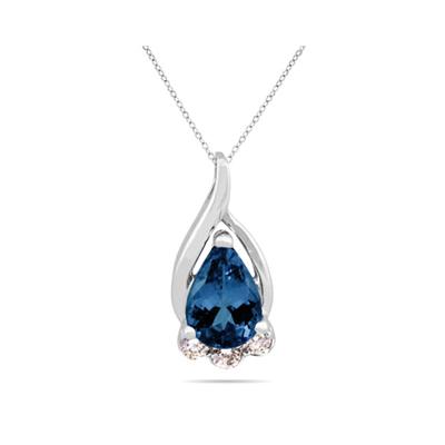 Sapphire and Diamond Pendant in 10kt White Gold