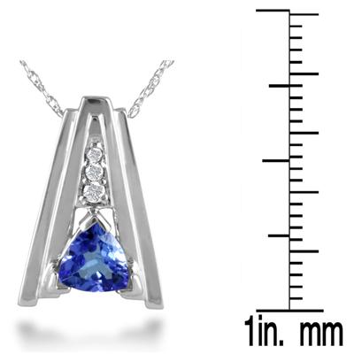 Tanzanite and Diamond Pendant in 10kt White Gold