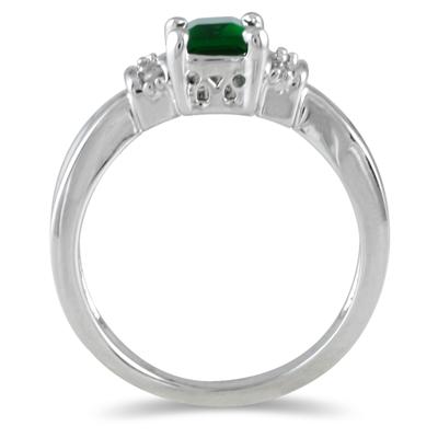 Created Square Emerald and Genuine Diamond Jewelry Set in .925 Sterling Silver