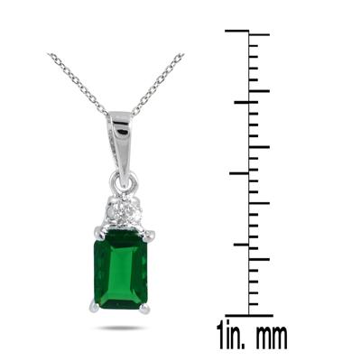 Created Square Emerald and Genuine Diamond Jewelry Set in .925 Sterling Silver