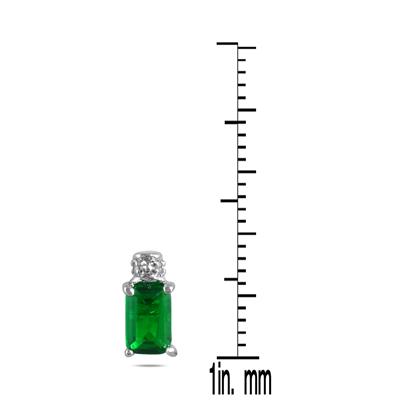Created Square Emerald and Genuine Diamond Jewelry Set in .925 Sterling Silver