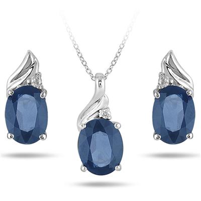 4.00 Carat All Natural Sapphire and Diamond Matching Set in .925 Sterling Silver