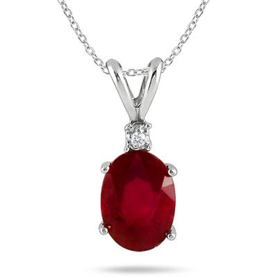 5.50 Carat Ruby & Diamond Pendant and Earring Set in .925 Sterling Silver