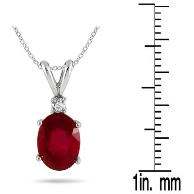 5.50 Carat Ruby & Diamond Pendant and Earring Set in .925 Sterling Silver