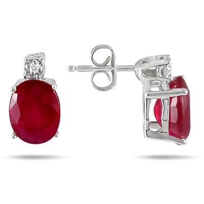 5.50 Carat Ruby & Diamond Pendant and Earring Set in .925 Sterling Silver