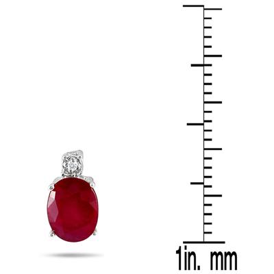 5.50 Carat Ruby & Diamond Pendant and Earring Set in .925 Sterling Silver