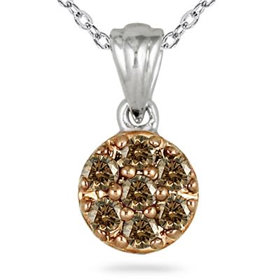 1/2 Carat Genuine Champagne Diamond Cluster Set in .925 Sterling Silver