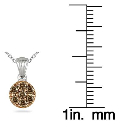 1/2 Carat Genuine Champagne Diamond Cluster Set in .925 Sterling Silver
