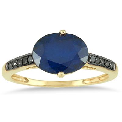 10k Yellow Gold Ruby 1/10 and Carat TDW Black Diamond Fashion Ring