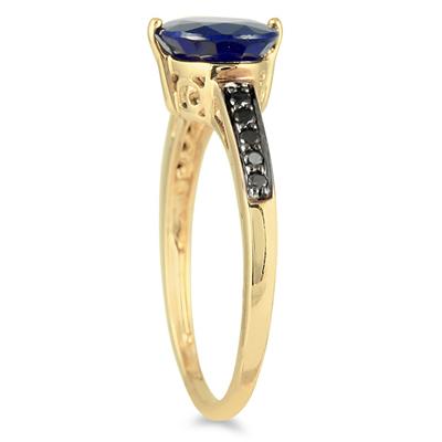 10k Yellow Gold Ruby 1/10 and Carat TDW Black Diamond Fashion Ring
