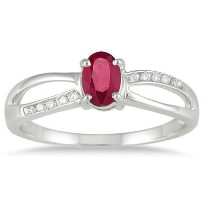 Ruby and Diamond Ring in 10K White Gold