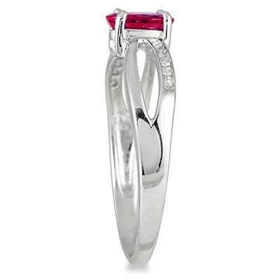 Ruby and Diamond Ring in 10K White Gold