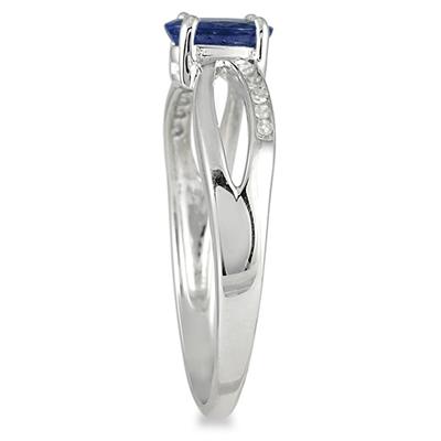 Sapphire and Diamond Ring in 10K White Gold