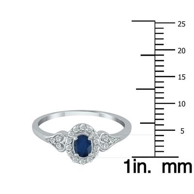 Sapphire and Diamond Ring in 10K White Gold