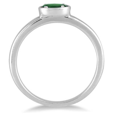 5x3MM Oval Emerald Ring in .925 Sterling Silver