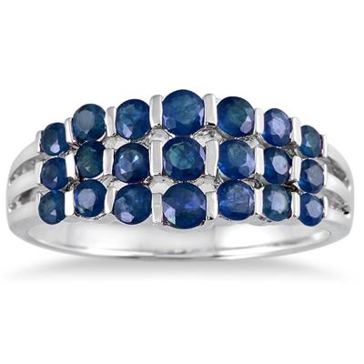2.50 Carat All Natural Blue Sapphire Estate Brilliance Ring in Solid .925 Sterling Silver