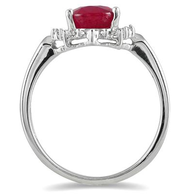3.00 Carat Natural Ruby and Diamond Royal Ring in .925 Sterling Silver