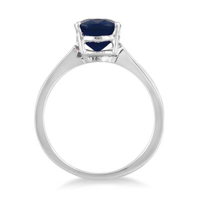 2.50 Carat All Natural Oval Sapphire Ring in .925 Sterling Silver