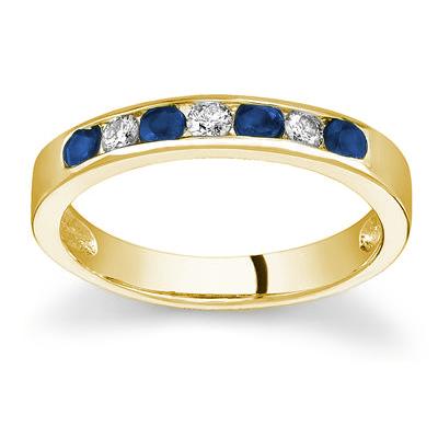 Sapphire and Diamond Stackable Channel Ring