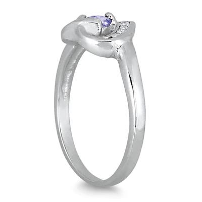1/3 Carat Tanzanite and Diamond Heart Ring in 14K White Gold 