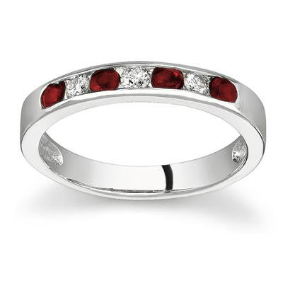 Ruby and Diamond Stackable Channel Ring