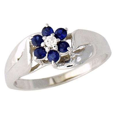 Sapphire and Diamond Flower Petal Ring